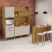 Cozinha Compacta Imperatriz 6 Portas 2 Gavetas com Ilha Gourmet Ripado 100% Mdf Freijó/Off White - Nesher