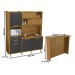 Cozinha Compacta Imperatriz 6 Portas 2 Gavetas com Ilha Gourmet Ripado 100% Mdf Freijó/Grafite - Nesher