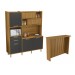 Cozinha Compacta Imperatriz 6 Portas 2 Gavetas com Ilha Gourmet Ripado 100% Mdf Freijó/Grafite - Nesher