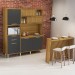 Cozinha Compacta Imperatriz 6 Portas 2 Gavetas com Ilha Gourmet Ripado 100% Mdf Freijó/Grafite - Nesher