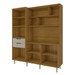 Cozinha Compacta Imperatriz 7 Portas 6 Gavetas com Ilha Gourmet Ripado 100% Mdf Freijó/Off White - Nesher