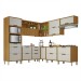 Cozinha Completa Imperatriz 9 Portas 9 Gavetas Ripado 100% Mdf Freijó/Off White - Nesher