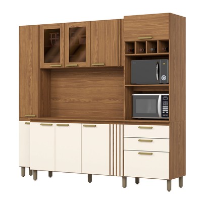 Cozinha Compacta 10 Portas 2 Gavetas Nature/Off White - Henn