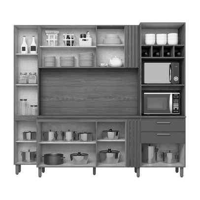 Cozinha Compacta 10 Portas 2 Gavetas Nature/Off White - Henn