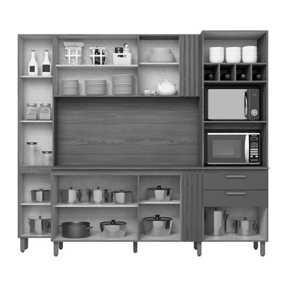 Cozinha Compacta Bc01 10 Portas 2 Gavetas com Vidro Nature/Off White - Briz