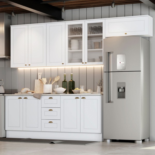 Cozinha Compacta Americana 10 Portas 3 Gavetas Branco - Henn