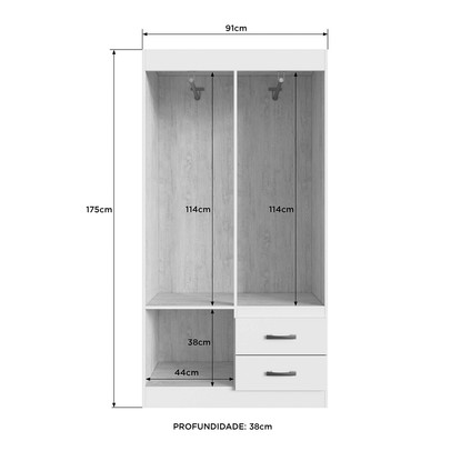 Guarda-Roupa Solteiro Cordova 4 Portas 2 Gavetas Branco - Doripel