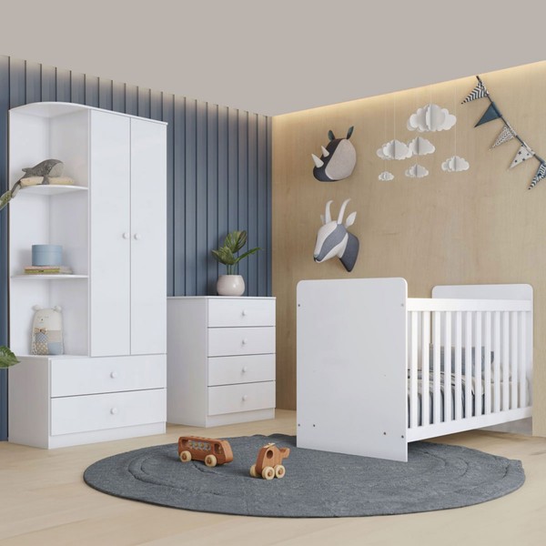 Quarto de Bebê Completo Labirinto 2 Portas 6 Gavetas Branco - Henn