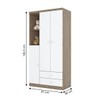 Guarda-Roupa Infantil Bala de Menta 3 Portas 2 Gavetas Rústico/Branco - Henn