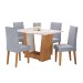 Mesa de Jantar 4 Lugares Floripa/Venus Mel/Blonde/Linho/Inox - Viero Móveis