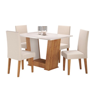 Mesa de Jantar 4 Lugares Floripa/Venus Mel/Blonde/Linho/Bronze - Viero Móveis