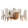 Mesa de Jantar 6 Lugares Venus Mel/Blonde/Linho/Bronze - Viero Móveis