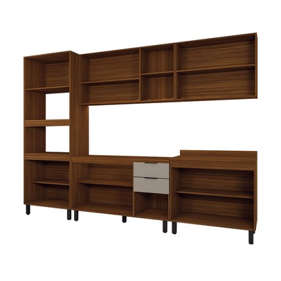 Cozinha Completa Alice 14 Portas 2 Gavetas Marrom/Nude - Panorama Móveis