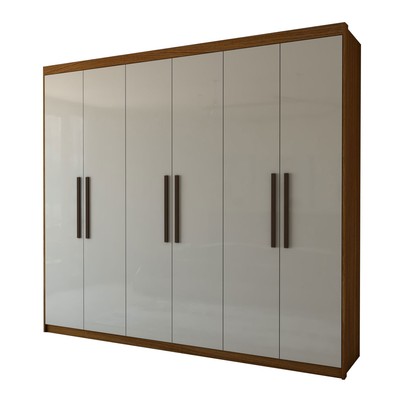 Guarda-Roupa Casal Coliseu 6 Portas 4 Gavetas Cinamomo/Off White - Panorama Móveis
