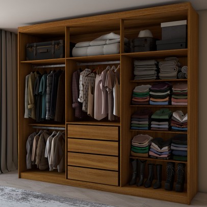 Guarda-Roupa Casal Coliseu 6 Portas 4 Gavetas Cinamomo/Off White - Panorama Móveis