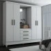 Guarda-Roupa Solteiro Capelinha 4 Portas 3 Gavetas com Espelho Flex Branco/Rosa - Panorama Móveis