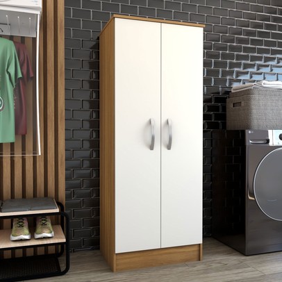 Armário Multiuso Siena 2 Portas Marrom/Branco - Panorama Móveis