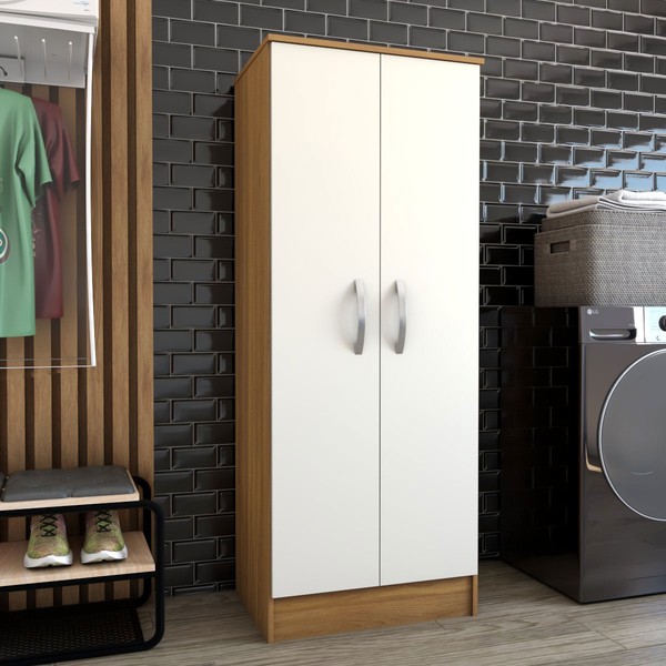 Armário Multiuso Siena 2 Portas Marrom/Branco - Panorama Móveis