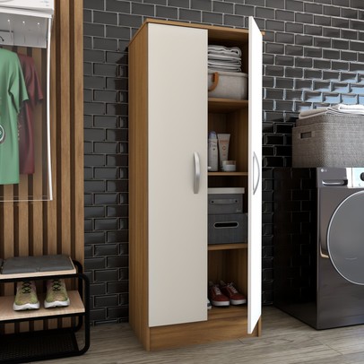 Armário Multiuso Siena 2 Portas Marrom/Branco - Panorama Móveis