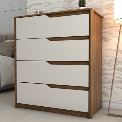 Cômoda Arabella 4 Gavetas Cinamomo/Off White - Panorama Móveis