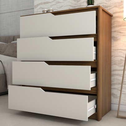 Cômoda Arabella 4 Gavetas Cinamomo/Off White - Panorama Móveis