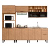 Cozinha Completa Laura 9 Portas 3 Gavetas com Vidro 100% Mdf Freijo - Mx Móveis
