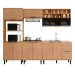 Cozinha Completa Laura 9 Portas 3 Gavetas com Vidro 100% Mdf Freijo - Mx Móveis