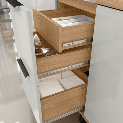 Cozinha Completa Laura 9 Portas 3 Gavetas com Vidro 100% Mdf Freijo/Off White - Mx Móveis