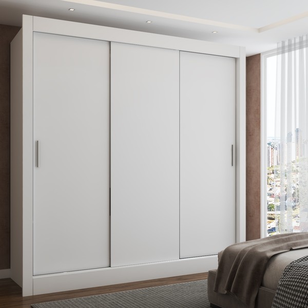 Guarda-Roupa Casal Flórida 3 Portas de Correr Branco Fosco - Panorama Móveis
