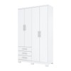 Guarda-Roupa Solteiro Caju 4 Portas 3 Gavetas Branco - Henn