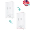 Guarda-Roupa Solteiro Açaí 3 Portas 2 Gavetas Branco - Henn