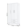 Guarda-Roupa Solteiro Açaí 3 Portas 2 Gavetas Branco - Henn