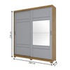 Guarda-Roupa Casal Verg 2 Portas 3 Gavetas Nature/Cinza - Henn