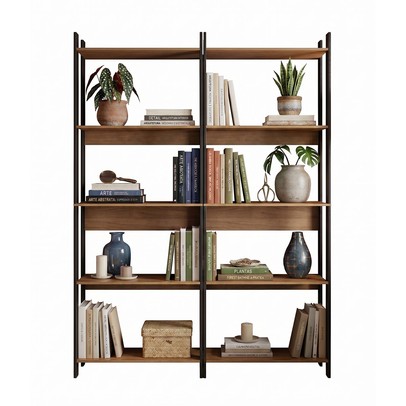 Estante para Livros Nobre 10 Prateleiras Estilo Industrial Freijó/Black - Panorama Móveis