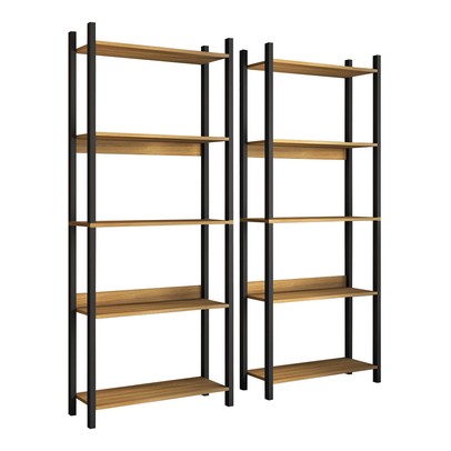 Estante para Livros Nobre 10 Prateleiras Estilo Industrial Freijó/Black - Panorama Móveis