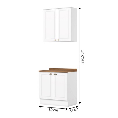 Armário de Cozinha Americana 4 Portas 3 Prateleiras 100% Mdf Branco/Nature - Henn