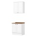 Armário de Cozinha Americana 4 Portas 3 Prateleiras 100% Mdf Branco/Nature - Henn