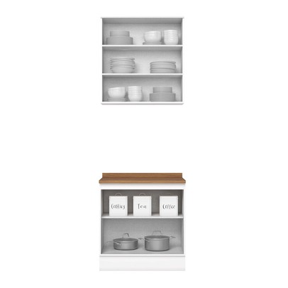 Armário de Cozinha Americana 4 Portas 3 Prateleiras 100% Mdf Branco/Nature - Henn