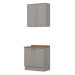 Armário de Cozinha Americana 4 Portas 3 Prateleiras 100% Mdf Cinza/Nature - Henn