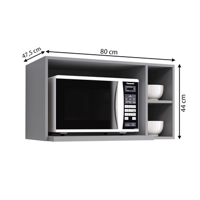 Armário Aéreo Cozinha Essência para Micro-Ondas 100% Mdf Cinza - Henn