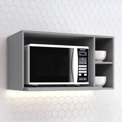 Armário Aéreo Cozinha Essência para Micro-Ondas 100% Mdf Cinza - Henn