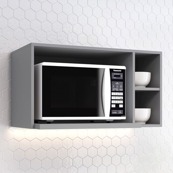 Armário Aéreo Cozinha Essência para Micro-Ondas 100% Mdf Cinza - Henn