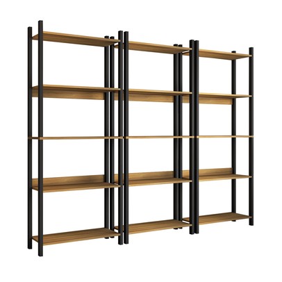 Estante para Livros Nobre 15 Prateleiras Estilo Industrial Freijó/Black - Panorama Móveis