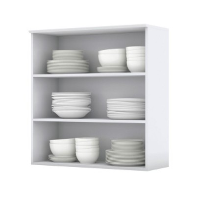 Armário Aéreo Cozinha Americana 2 Portas com Vidro Branco - Henn