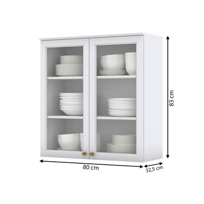 Armário Aéreo Cozinha Americana 2 Portas com Vidro Branco - Henn