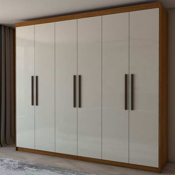 Guarda-Roupa Casal Versalhes 6 Portas 4 Gavetas Cinamomo/Off White - Panorama Móveis