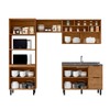 Cozinha Compacta Laura 7 Portas 3 Gavetas com Vidro 100% Mdf Freijo - Mx Móveis