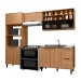 Cozinha Compacta Laura 7 Portas 3 Gavetas com Vidro 100% Mdf Freijo - Mx Móveis