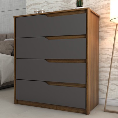 Cômoda Arabella 4 Gavetas Marrom/Grafite - Panorama Móveis
