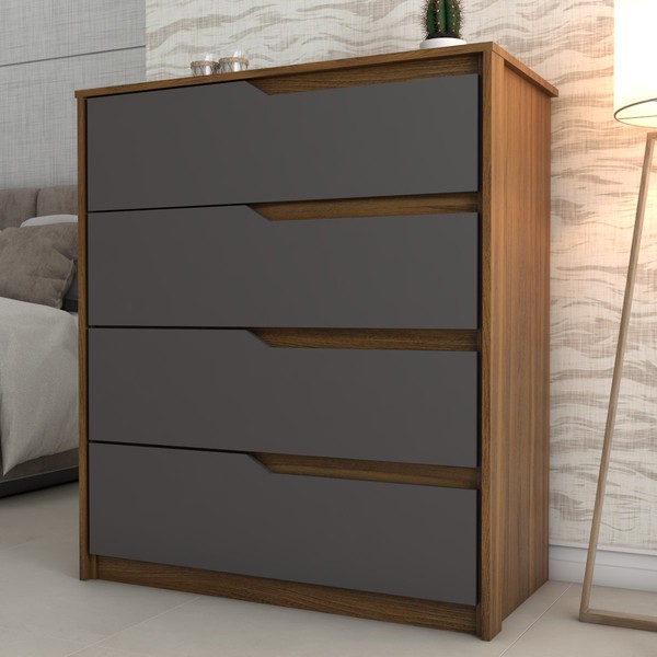 Cômoda Arabella 4 Gavetas Marrom/Grafite - Panorama Móveis